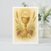 Communie Gebed Kelk met Tarwe Druiven Aankondiging (Staand voorkant)