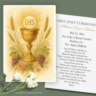 Communie Gebed Kelk met Tarwe Druiven Aankondiging