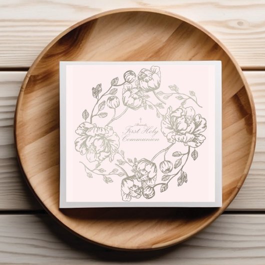 Communie Gouden Bloemenservetten Servet