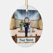 Communie, Jongen - Vrouw Priester Keramisch Ornament (Rechts)