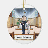Communie, Jongen - Vrouw Priester Keramisch Ornament (Links)