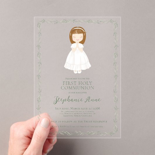 Communie Meisje Bidden Acryl Uitnodigingen (Insitu (Draagbaar))