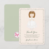 Communie Meisje Bidden Dank je wel Kaart (Voorkant / Achterkant)