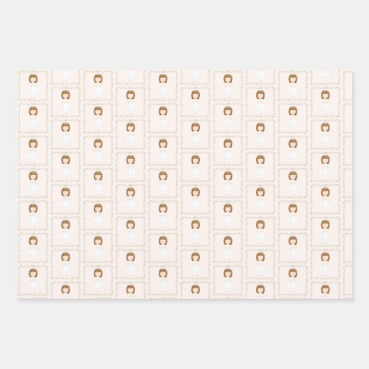 Communie Meisje Bidden Inpakpapier Vel (Voorkant 2)