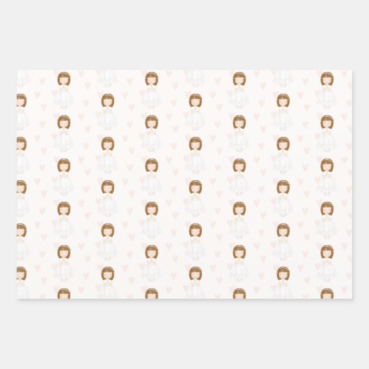 Communie Meisje Bidden Inpakpapier Vel (Voorkant)