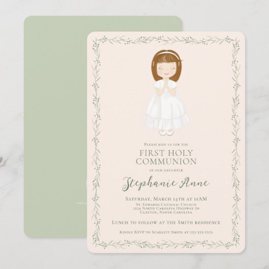 Communie Meisje Bidden Kaart (Voorkant / Achterkant)