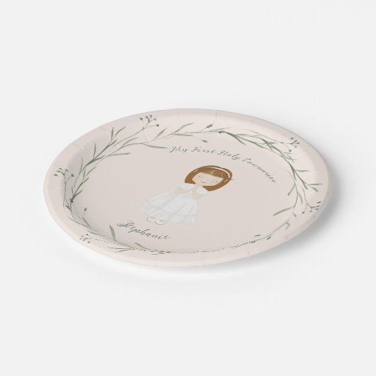 Communie Meisje Bidden Papieren Bordje (Gekanteld)