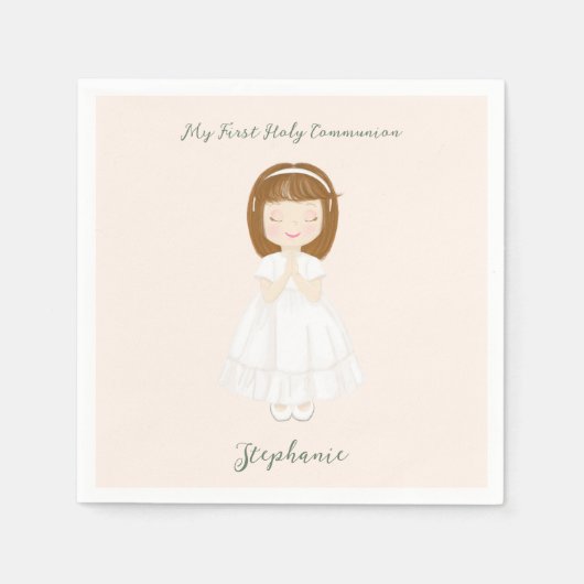 Communie Meisje Bidden Servet (Voorkant)