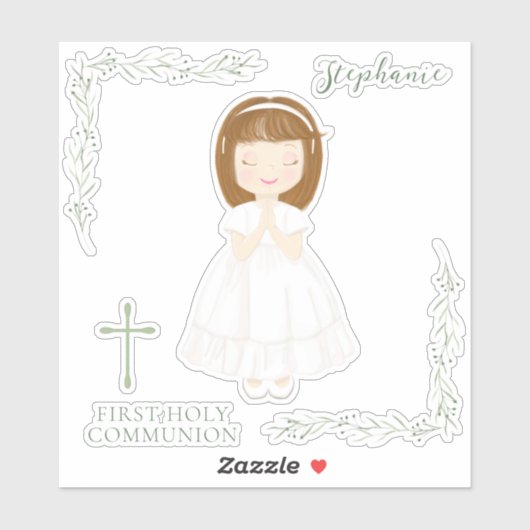 Communie Meisje Bidden Sticker (Vel)