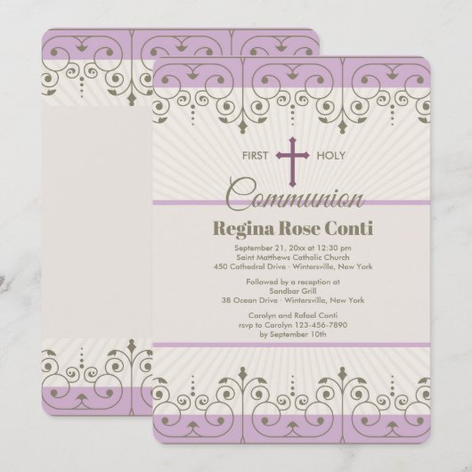 Communie meisje uitnodiging (Voorkant / Achterkant)