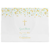 Communie Munt en Gouden Confetti Large Cadeautasje (Achterkant)