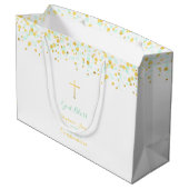 Communie Munt en Gouden Confetti Large Cadeautasje (Achterkant Gekanteld)