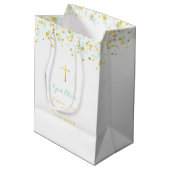 Communie Munt en Gouden Confetti Medium Cadeauzakje (Achterkant Gekanteld)