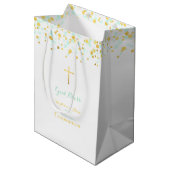 Communie Munt en Gouden Confetti Medium Cadeauzakje (Voorkant Gekanteld)