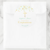 Communie Munt en Gouden Confetti Ronde Sticker (Tas)
