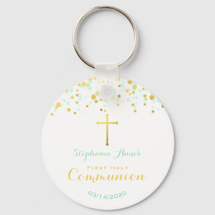 Communie Munt en Gouden Confetti Sleutelhanger