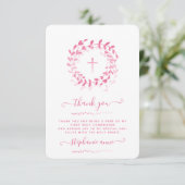 Communie roze krans en kruis kaart (Staand voorkant)