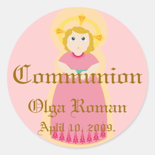 Communie Sticker-aanpassen Ronde Sticker (Voorkant)