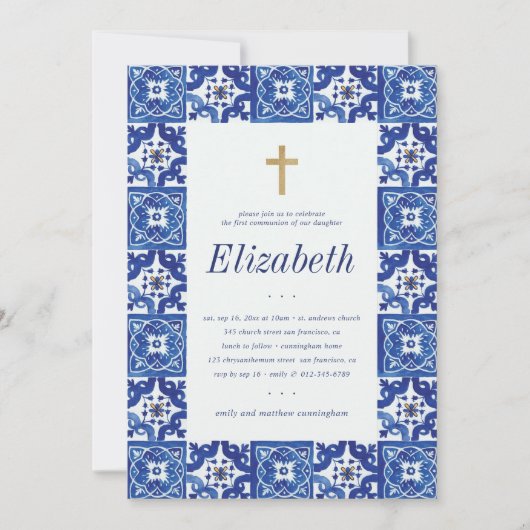 Communie voor haar mediterrane Tegels Kaart (Voorkant)