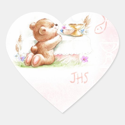 communie voor meisje hart sticker (Voorkant)