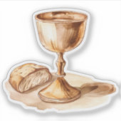 Communie Wijnbeker en Brood Vinyl Sticker (Voorkant)