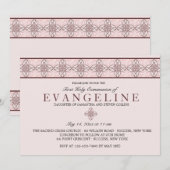 Communiedag Roze Uitnodiging (Voorkant / Achterkant)