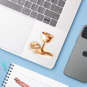 Communiewijnbeker en Brood Vinyl Sticker (Laptop met iPhone)
