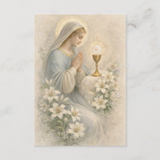 Communion Blessed Mary  Remembrance Holy Card Informatiekaartje (Voorkant)
