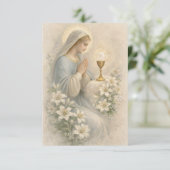 Communion Blessed Mary  Remembrance Holy Card Informatiekaartje (Staand voorkant)