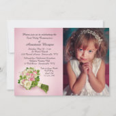 Communion Bouquet Photo Invitation Kaart (Voorkant)