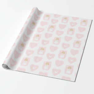Communion Dove Blonde Girl Cadeaupapier