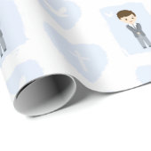 Communion Dove Brunette Boy Cadeaupapier (Rol Hoek)