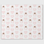 Communion Dove Brunette Girl Cadeaupapier (Vlak)