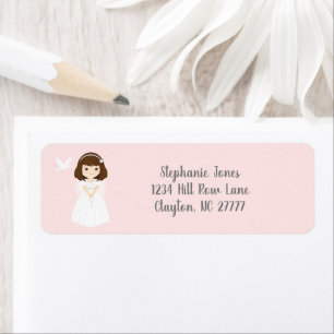 Communion Dove Brunette Girl Etiket