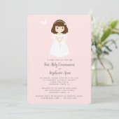 Communion Dove Brunette Girl Kaart (Staand voorkant)