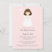 Communion Dove Brunette Girl Kaart (Voorkant)