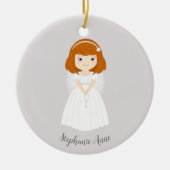 Communion Dove Redhead Girl Keramisch Ornament (Voorkant)