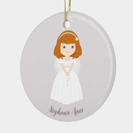 Communion Dove Redhead Girl Keramisch Ornament (Links)