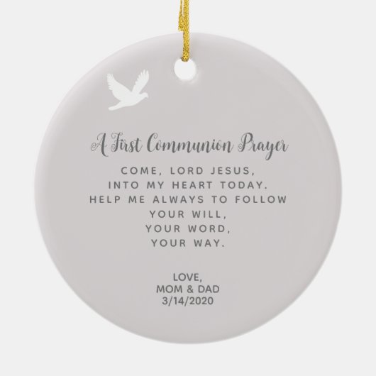 Communion Dove Redhead Girl Keramisch Ornament (Achterkant)