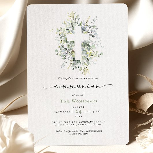 Communion Invitation Greenery Kaart