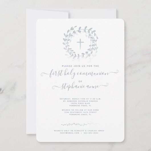 Communion Sage Wreath en Cross Kaart (Voorkant)