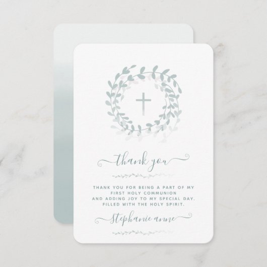 Communion Sage Wreath en Cross Kaart (Voorkant / Achterkant)