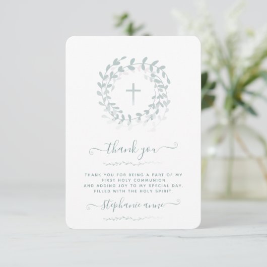 Communion Sage Wreath en Cross Kaart (Staand voorkant)