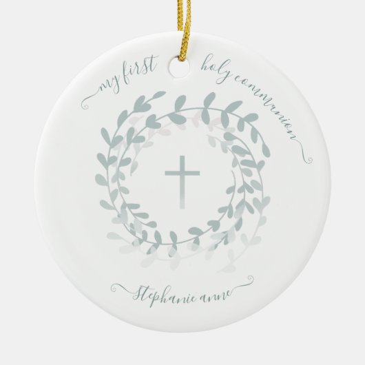 Communion Sage Wreath en Cross Keramisch Ornament (Voorkant)