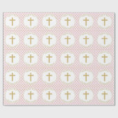 Communiroze met Gold Polka Dots Cadeaupapier (Vlak)