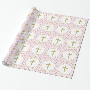 Communiroze met Gold Polka Dots Cadeaupapier