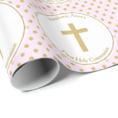 Communiroze met Gold Polka Dots Cadeaupapier (Rol Hoek)