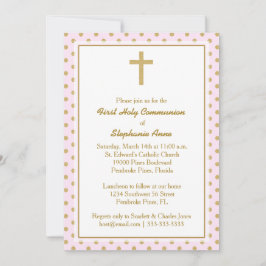 Communiroze met Gold Polka Dots Kaart