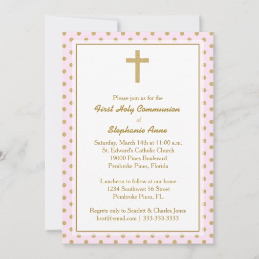 Communiroze met Gold Polka Dots Kaart (Voorkant)