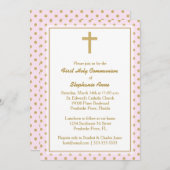 Communiroze met Gold Polka Dots Kaart (Voorkant / Achterkant)